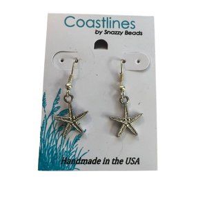 Coastlines by Snazzy Beads Dangle Earrings Silver Gold Tone Starfish Hook NEW